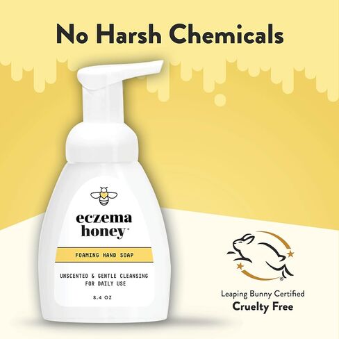 ECZEMA HONEY Gentle Foaming Hand Soap - Gentle Cleanser for Dry Hands - Non-Toxic Unscented Hand Soap - Natural Hand Cleaner for Bathroom & Kitchen - Organic Honey Handwash (8.4 Oz) in Kuwait