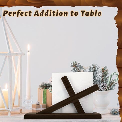 Novabright Wooden Napkin Holders Easter Farmhouse Neutral Cross Paper Napkin Holder Easter Jesus Cross Tables Decoration for Kitchen Xmas Holiday Church Home Outdoor Decor in Saudi Arabia