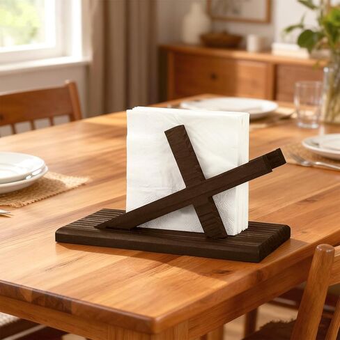 Novabright Wooden Napkin Holders Easter Farmhouse Neutral Cross Paper Napkin Holder Easter Jesus Cross Tables Decoration for Kitchen Xmas Holiday Church Home Outdoor Decor in Saudi Arabia