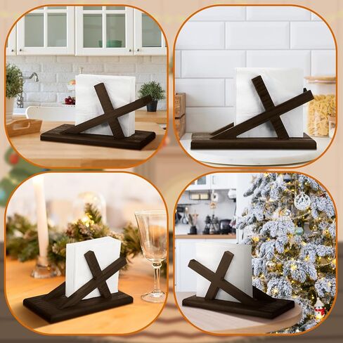 Novabright Wooden Napkin Holders Easter Farmhouse Neutral Cross Paper Napkin Holder Easter Jesus Cross Tables Decoration for Kitchen Xmas Holiday Church Home Outdoor Decor in Saudi Arabia