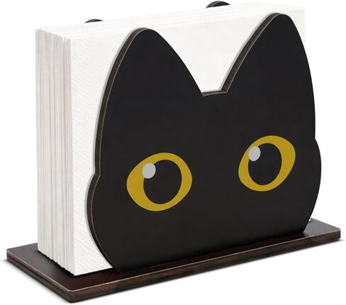 Cute Cat Wooden Napkin Holder Black Cat Design Wood Napkin Holder for Table Paper Napkins Farmhouse Tissue Dispenser for Kitchen Dining Restaurant Decor in Saudi Arabia