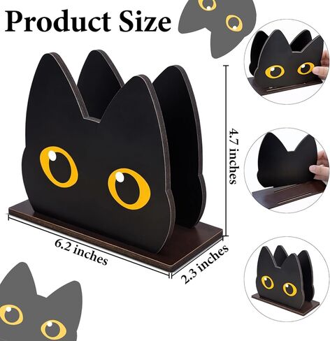 Cute Cat Wooden Napkin Holder Black Cat Design Wood Napkin Holder for Table Paper Napkins Farmhouse Tissue Dispenser for Kitchen Dining Restaurant Decor in Saudi Arabia