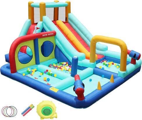 Inflatable Water Slides for Kids Backyard, Waterslide Bounce House for Kids, Blow Up Water Park, Bouncy House with Slide for Wet Dry(550W Blower Included) in Kuwait