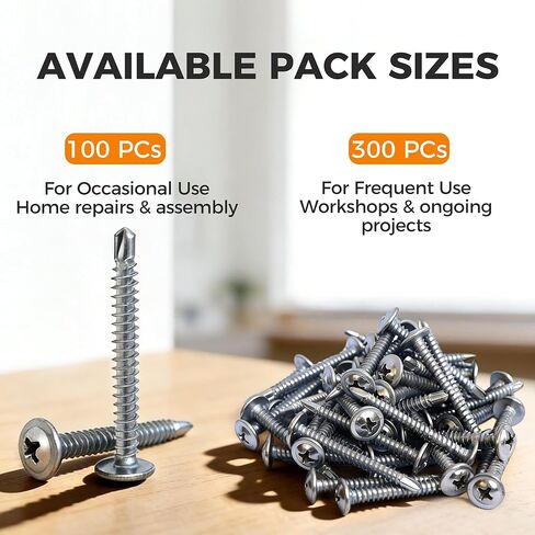 300 PCs #8 x 2 Truss Head Sheet Metal Screws - M4.2 x 50 Zinc Plated Phillips Drive Carbon Steel Wide Head Screws for Thin Metal in Saudi Arabia