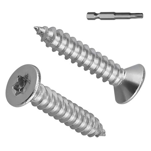 #14 x 1-1/4" Torx Flat Head Sheet Metal Screws, 304 Stainless Steel Countersunk Head Self Tapping Screws, Pack of 50 with Torx Bit in Saudi Arabia