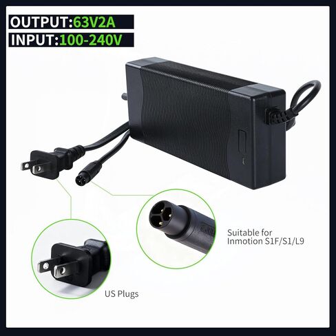 63V 2A Fast Charger for Inmotion S1/S1F/L9, Power Adapter for 54V Lithium Battery with 3-Pin Connector Original Accessories in Kuwait