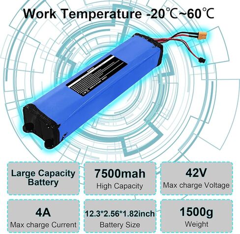 36V 7.5Ah Rechargeable Electric Scooter Replacement Battery Pack Compatible for Hiboy S2/KS4 Electric Scooter with Screw Holes at The Bottom and top of The Battery Size:12.3 * 2.59 * 1.57 Inch in Kuwait