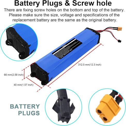 36V 7.5Ah Rechargeable Electric Scooter Replacement Battery Pack Compatible for Hiboy S2/KS4 Electric Scooter with Screw Holes at The Bottom and top of The Battery Size:12.3 * 2.59 * 1.57 Inch in Kuwait