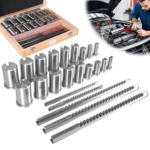 Keyway Broach Kit Metalworking Tool Bushing Spacer Set with 5 Broaches 18 Bushings 7 Shims 30pcs for Metalworking and Manufacturing in Kuwait