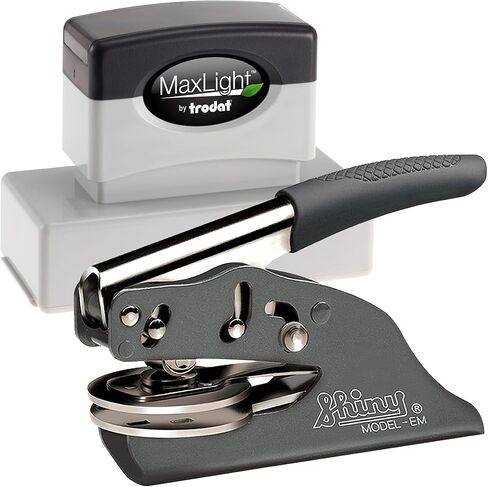 Massachusetts Notary Public Stamp and Seal Kit - Rectangular Self-Inking Stamp and Hybrid Embosser, 1-5/8 Inch - Ideal for MA in Saudi Arabia