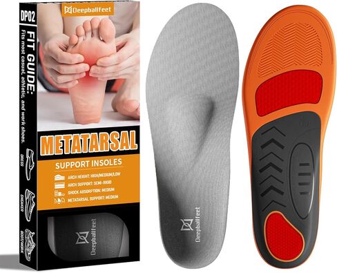 Metatarsalgia Support Insoles with Built-In Metatarsal Pad for Men Women, Shoe Inserts for Morton’s Neuroma, Ball of Foot Pain Relief, Orthotic Arch Support Insoles for Standing All Day-F in Saudi Arabia