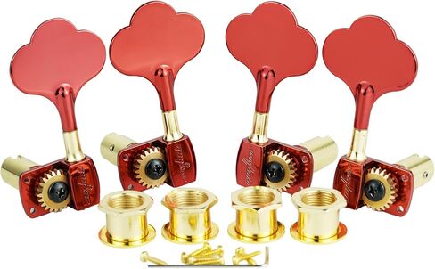 Guyker Bass Tuners (4 for Right) - 1:22 Ratio Gear Open Frame Bass Drop Locking Machine Head Tuning Key Pegs Replacement for Electric Jazz Guitar Bass or Precision Instruments, BB101 Chrome in Saudi Arabia
