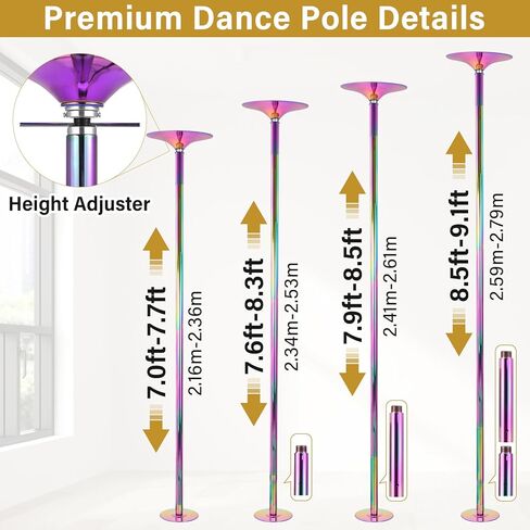 Portable Stripper Pole | 45mm Professional Dance Pole with Base,Safe Steel Construction Dancing Equipment for Bedroom, Dance Studio, Fitness in Saudi Arabia