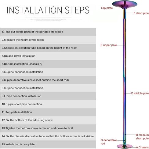 Portable Stripper Pole | 45mm Professional Dance Pole with Base,Safe Steel Construction Dancing Equipment for Bedroom, Dance Studio, Fitness in Saudi Arabia