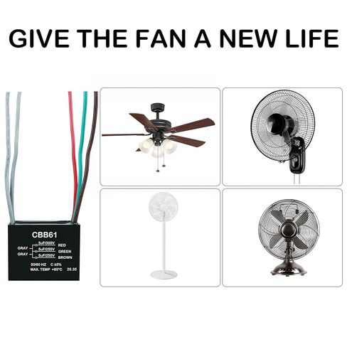 YukiHalu Ceiling Fan Capacitor CBB61 5+5+5uF 250V 5-Wires, Compatible with New Harbor Breeze Hunter and Others Fans in Kuwait