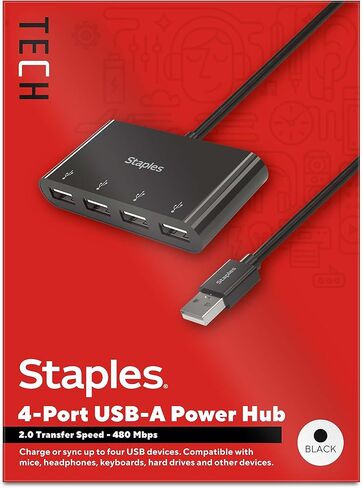4-Port USB 2.0 Hub ، Black (ST62379) in Kuwait