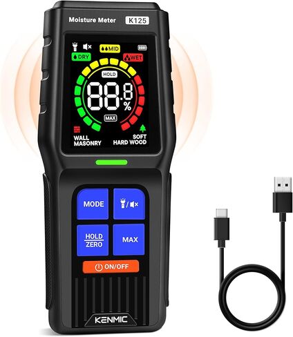 مقياس رطوبة بدون دبوس للكشف عن الرطوبة غير المدمرة في الحوائط الجافة والخشب والبناء، يكتشف ما يصل إلى 3/4 بوصة تحت السطح in Kuwait