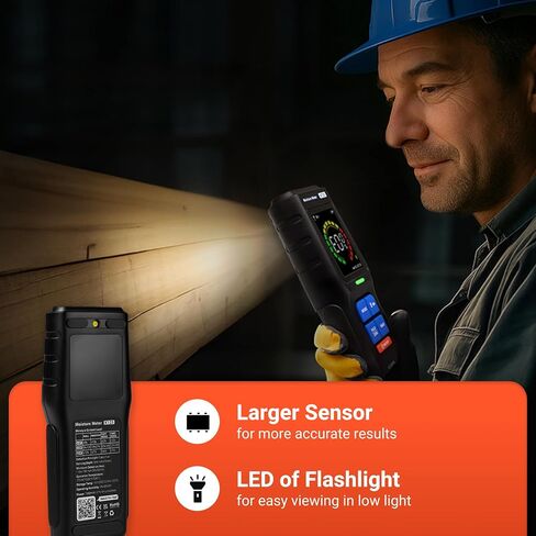 مقياس رطوبة بدون دبوس للكشف عن الرطوبة غير المدمرة في الحوائط الجافة والخشب والبناء، يكتشف ما يصل إلى 3/4 بوصة تحت السطح in Kuwait