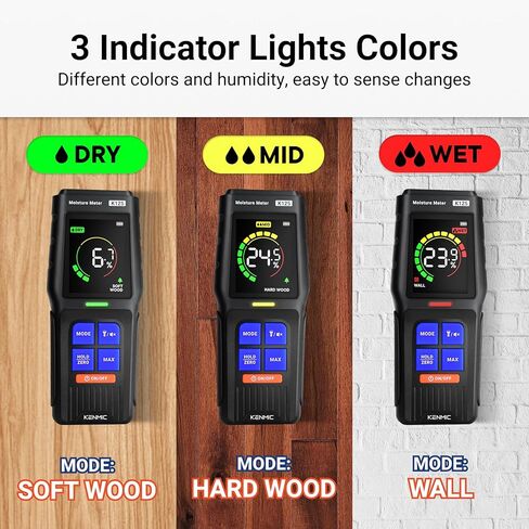 مقياس رطوبة بدون دبوس للكشف عن الرطوبة غير المدمرة في الحوائط الجافة والخشب والبناء، يكتشف ما يصل إلى 3/4 بوصة تحت السطح in Kuwait