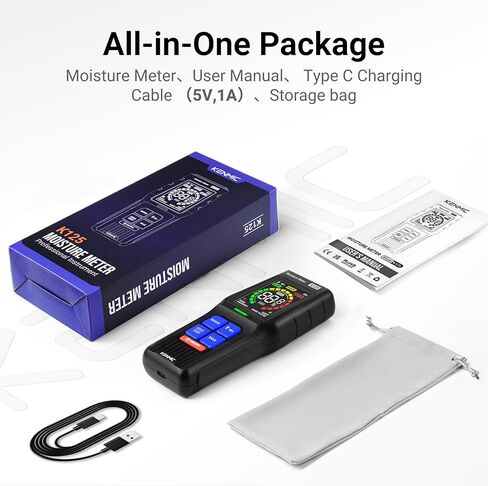 مقياس رطوبة بدون دبوس للكشف عن الرطوبة غير المدمرة في الحوائط الجافة والخشب والبناء، يكتشف ما يصل إلى 3/4 بوصة تحت السطح in Kuwait