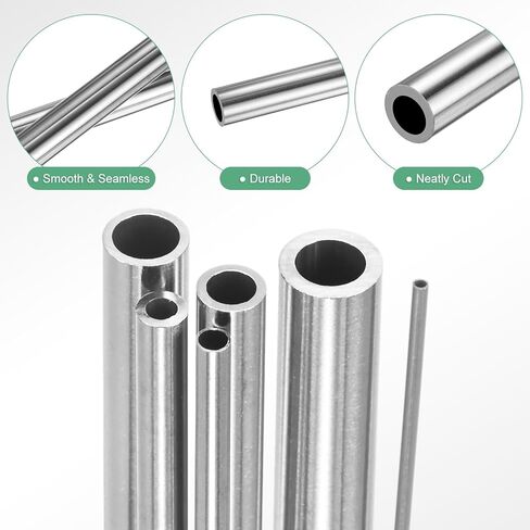 M METERXITY 250mm 304 Stainless Steel Tube, 1mm 2mm 3mm 4mm 5mm 6mm OD 0.15/0.6/1mm Wall Thick Seamless Straight Metal Pipe Tubing for Construction/Machining/Crafting [Set of 6 Sizes] in Saudi Arabia