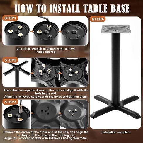 Leinuosen 2 Pack Heavy Duty Table Base 22'' x 22'' Cast Iron X-Base with 3" Dia. Bar Height Column, 500 Lbs Capacity, for Restaurant Cafe Dining Tables in Saudi Arabia