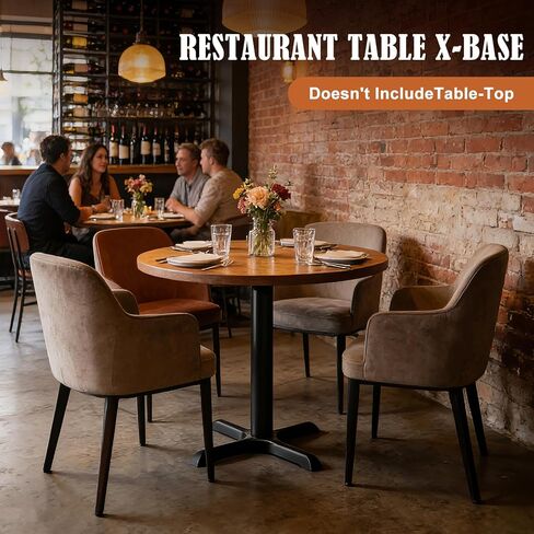 Leinuosen 2 Pack Heavy Duty Table Base 22'' x 22'' Cast Iron X-Base with 3" Dia. Bar Height Column, 500 Lbs Capacity, for Restaurant Cafe Dining Tables in Saudi Arabia