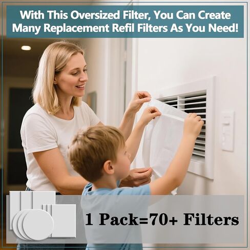 MERV 13 Filter Material, 23 Ft² Cut to Fit Air Filter Material for Captures Dust and Pet Dander as Small as 0.3 Microns. With Adhesive Hook Tape, Suitable for Ceiling and HVAC Furnace Vents in Saudi Arabia