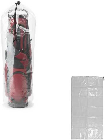 Aogigigio 2 Pack Golf Bag Cover – 31"x62" Extra Large Clear Plastic Dust Covers with Drawstring (4 Mil), Multi-Purpose Storage Bags for Golf Clubs, Household Organizing, Reusable (Clear) in Kuwait