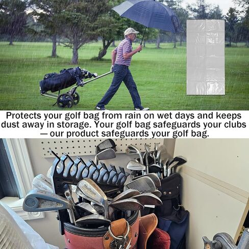 Aogigigio 2 Pack Golf Bag Cover – 31"x62" Extra Large Clear Plastic Dust Covers with Drawstring (4 Mil), Multi-Purpose Storage Bags for Golf Clubs, Household Organizing, Reusable (Clear) in Kuwait