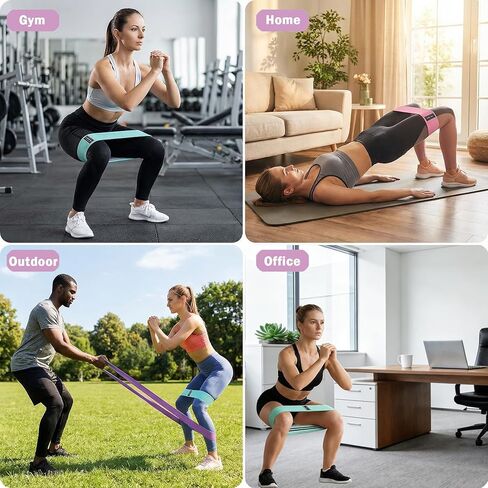 Fabric Resistance Bands for Legs, 3 Levels Non-Slip Exercise Bands for Working Out,Booty Bands for Women & Men, Glute Bands for Home Gym Yoga Pilates Rehab Fitness in Kuwait