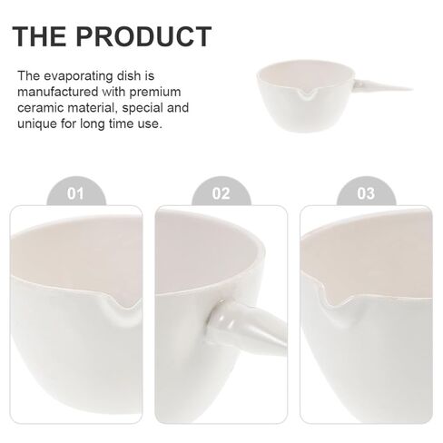 SEWACC Porcelain Round Evaporating Dish with Handle 250ml, Ceramic Laboratory Evaporating Basin for Science Experiments and Chemical Evaporation in Saudi Arabia