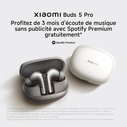 Xiaomi Redmi Buds 5 Pro ، الصوت الحقيقي ، الصوت المعتمد Hi-Res مع برامج تشغيل مزدوجة محورية ، LDAC ، ما يصل إلى 52 ديسيبل إلغاء الضوضاء النشط ، بطارية تصل إلى 38 ساعة ، أسود in Kuwait