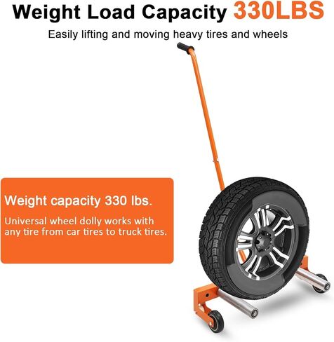 Heavy Duty Tire Dolly, Adjustable Tire Wheel Dolly with 350 Lbs Capacity & 360° Rotatable Wheels,Tires Lifting Tool for Workshop, Auto Repair Shops & Garages in Saudi Arabia