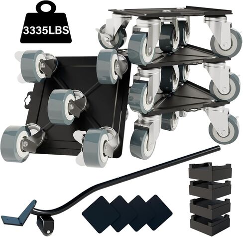 Furniture-Movers-with-Wheels-Dollies,Furniture-Dolly 360°Rotatable and Lockable,Furniture Sliders with 5 Wheels Rubber Silent Furniture Lifter Tool Set,3300 lbs Load Capacity,6.3×6.3IN Red in Saudi Arabia