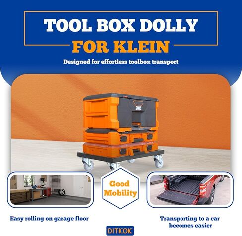 Heavy Duty Metal Dolly for Klein MODbox Storage System, Powder-Coated Tool Box Rolling Cart with 2 Swivel & 2 Locking Casters, Compatible with MODbox Drawer Box, Full-Width & Half-Width Boxes in Kuwait
