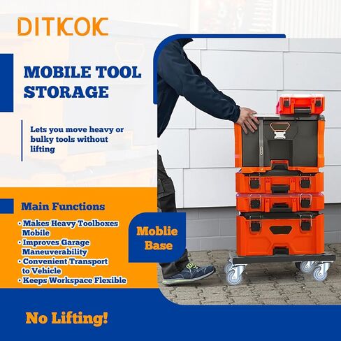 Heavy Duty Metal Dolly for Klein MODbox Storage System, Powder-Coated Tool Box Rolling Cart with 2 Swivel & 2 Locking Casters, Compatible with MODbox Drawer Box, Full-Width & Half-Width Boxes in Kuwait