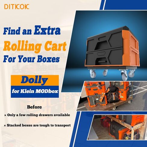 Heavy Duty Metal Dolly for Klein MODbox Storage System, Powder-Coated Tool Box Rolling Cart with 2 Swivel & 2 Locking Casters, Compatible with MODbox Drawer Box, Full-Width & Half-Width Boxes in Kuwait