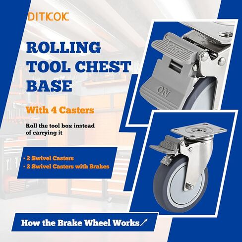 Heavy Duty Metal Dolly for Klein MODbox Storage System, Powder-Coated Tool Box Rolling Cart with 2 Swivel & 2 Locking Casters, Compatible with MODbox Drawer Box, Full-Width & Half-Width Boxes in Kuwait