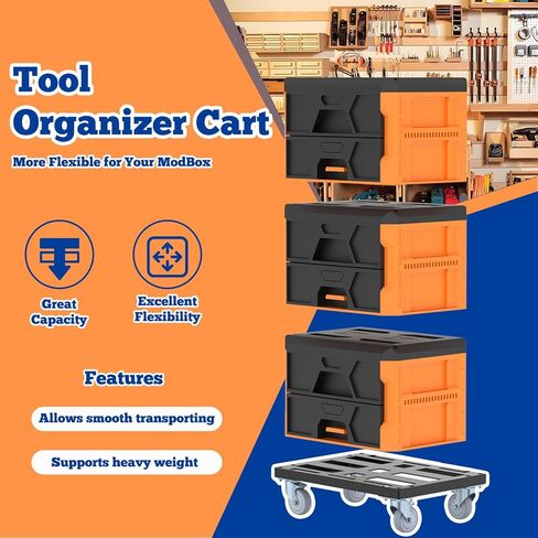 Heavy Duty Metal Dolly for Klein MODbox Storage System, Powder-Coated Tool Box Rolling Cart with 2 Swivel & 2 Locking Casters, Compatible with MODbox Drawer Box, Full-Width & Half-Width Boxes in Kuwait