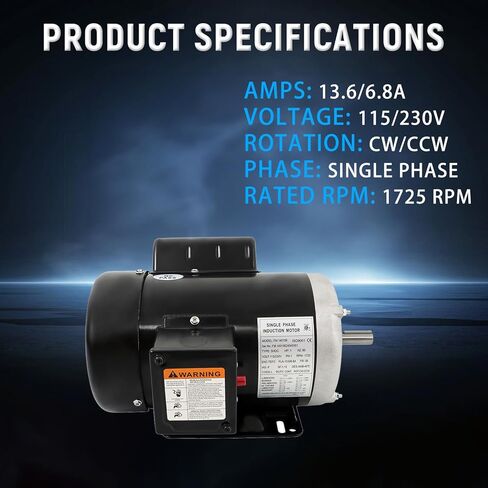 1 HP Electric Motor 1725RPM 115V/230V 13.6/6.8A 56 Frame CW/CCW for Agricultural Equipment Farm Duty Single Phase Motor in Saudi Arabia