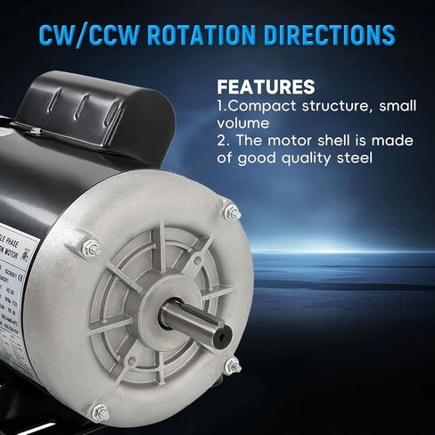 1 HP Electric Motor 1725RPM 115V/230V 13.6/6.8A 56 Frame CW/CCW for Agricultural Equipment Farm Duty Single Phase Motor in Saudi Arabia