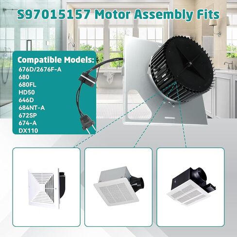 S97015157 Motor Assembly for Broan NuTone 110 CFM Ultra Quiet Bathroom Exhaust Fan Replacement - Fits 676, 680, 684NT, 672SP, 674, HD50, DX110 Models in Saudi Arabia