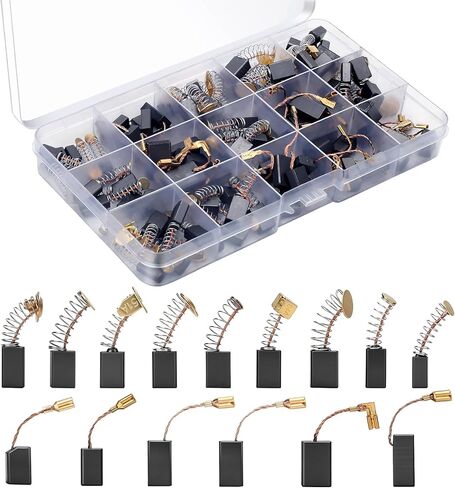 105 قطعة بديلة من فرش الكربون من SUNJOYCO، 15 فرشاة محرك كهربائي بأحجام متنوعة، فرشاة كربون حسب الحجم، قطع غيار الجرافيت والنحاس لأدوات الطاقة، المثاقب، المناشير، المطاحن، المحركات in Kuwait