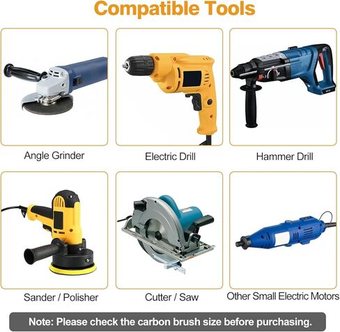 105 قطعة بديلة من فرش الكربون من SUNJOYCO، 15 فرشاة محرك كهربائي بأحجام متنوعة، فرشاة كربون حسب الحجم، قطع غيار الجرافيت والنحاس لأدوات الطاقة، المثاقب، المناشير، المطاحن، المحركات in Kuwait