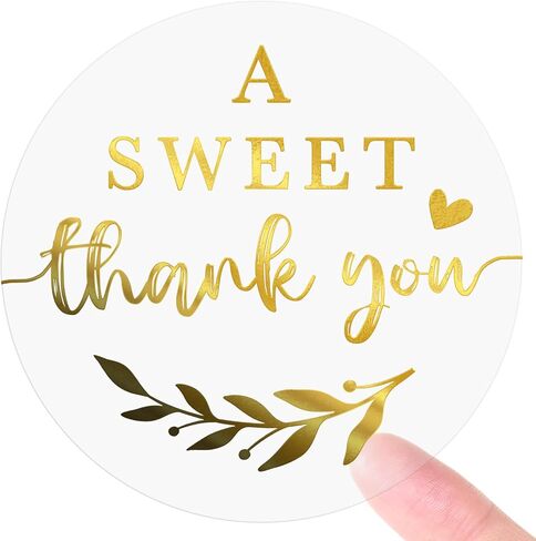 A Sweet Thank You Stickers, Wedding Favor Stickers, Baby Shower Favor Stickers, Gold Foil Bridal Shower Favor Stickers, Invitation Seal, Foiled Stickers (Gold Clear) in Kuwait