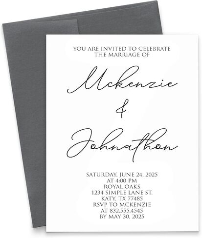 دعوات زفاف راقية مخصصة ، وبطاقات دعوة زفاف بسيطة مع الأظرف ، والطلا in Kuwait