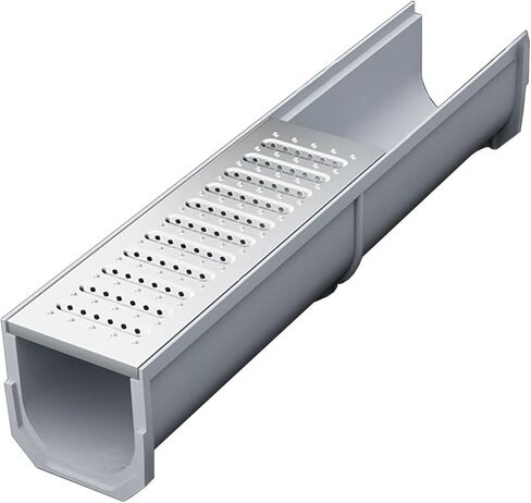 Drainage Grille Stainless Steel Covered Drainage Ditch Kit, Rain Drainage Ditch with Grille, Concrete Indoor and Outdoor Drainage Ditch, Rainwater Filter(W-20cm(7.9") x H-15cm(5.9")) in Kuwait