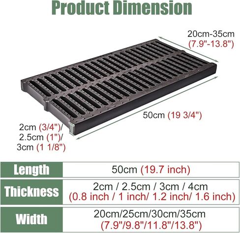 Drainage Grille Drainage Channel Grille Cover, Outdoor Plastic Drainage Ditch Platform, Courtyard/Terrace/Sidewalk/Farm Rainwater Ditch Filter(20x4cm) in Saudi Arabia