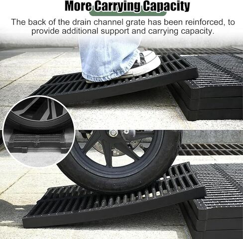 Drainage Grille Drainage Channel Grille Cover, Outdoor Plastic Drainage Ditch Platform, Courtyard/Terrace/Sidewalk/Farm Rainwater Ditch Filter(20x4cm) in Saudi Arabia